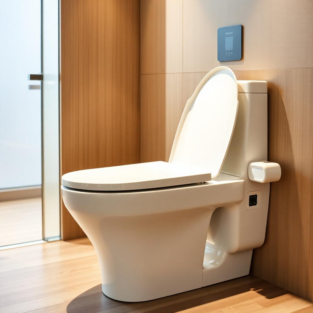 Japansk smart washlet-toalett med sidopanel och integrerad bidé